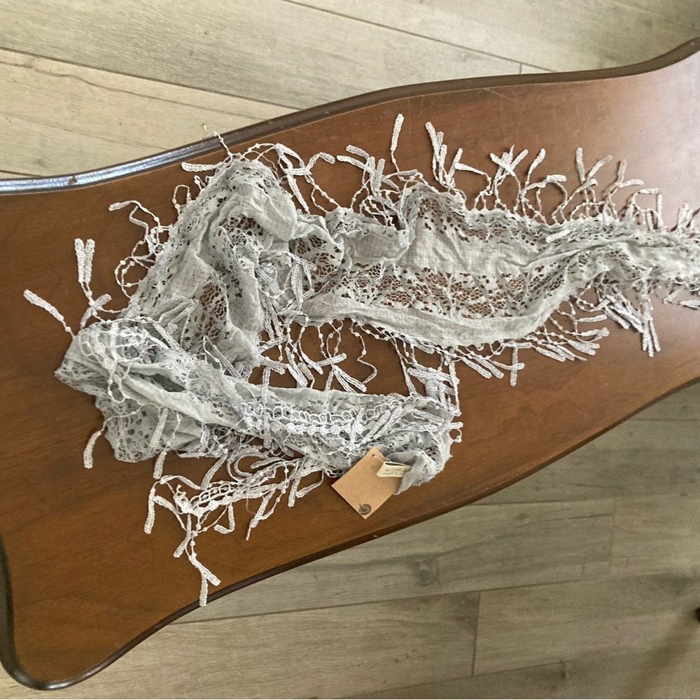 Whimsical Gray Lace Scarf